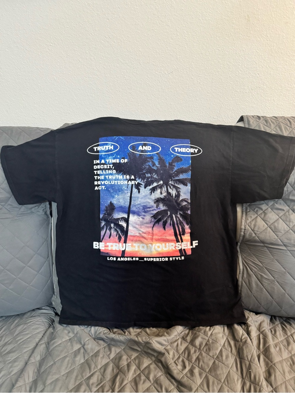 Truth and Theory 'Be True to Yourself' Black Graphic Tee